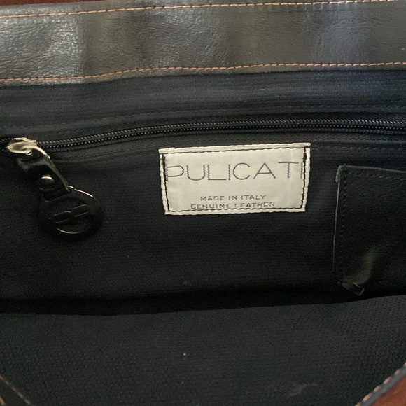 PULICATI Women’s Orange/Brown Suede Leather Shoulder Bag. Made in Italy - Picture 8 of 10